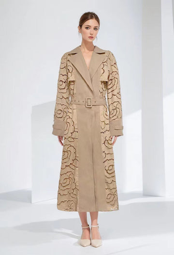 Style V-Neck Belt Belt Cut-In Empty Wind Coat Female 2025 New